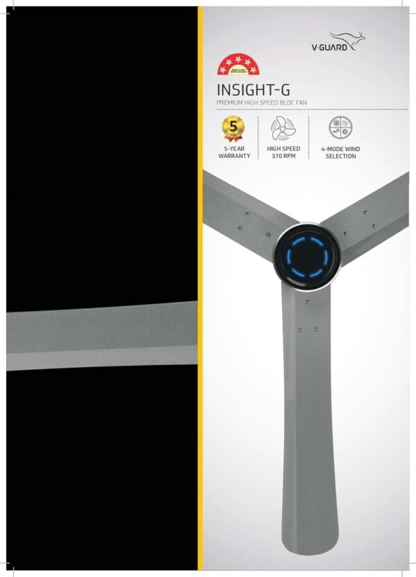 V-GUARD INSIGHT-G Electric BLDC Ceiling Fan premium decorative, ‎Titanium Chrome - Image 2